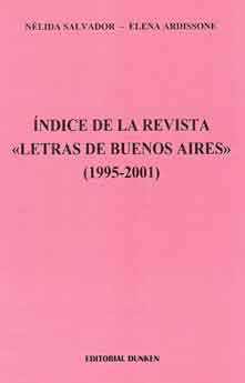 Índice de la revista "Letras de Buenos Aires 1995 - 2001"